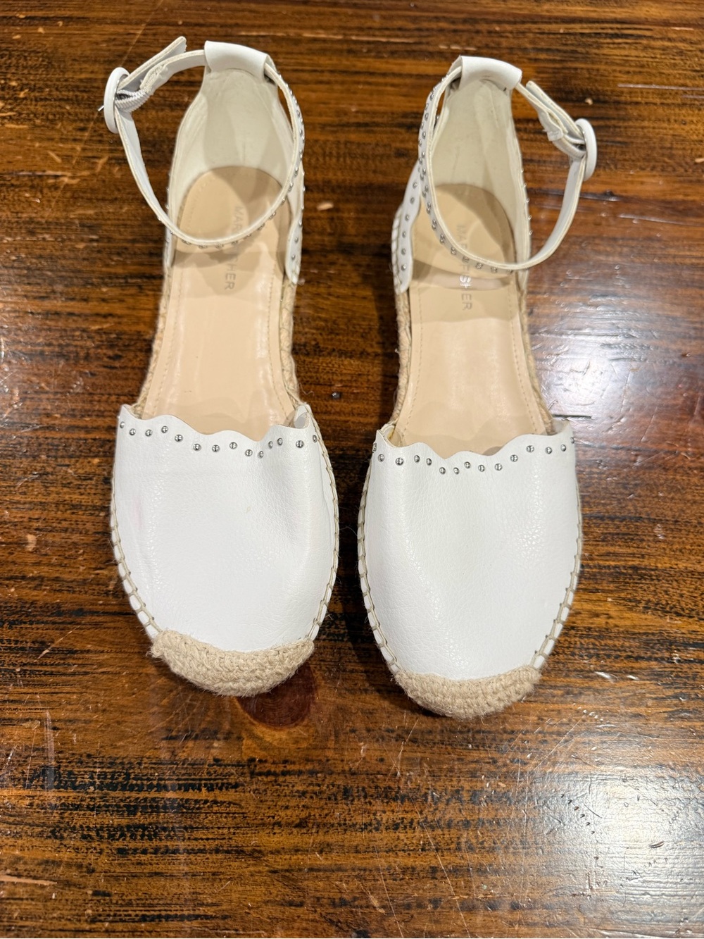 Marc Fisher Leather Studded Ankle Strap Espadrilles Sandals